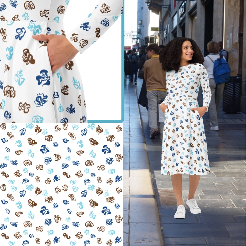 Robe longue – Motif all over | Sensitive ink