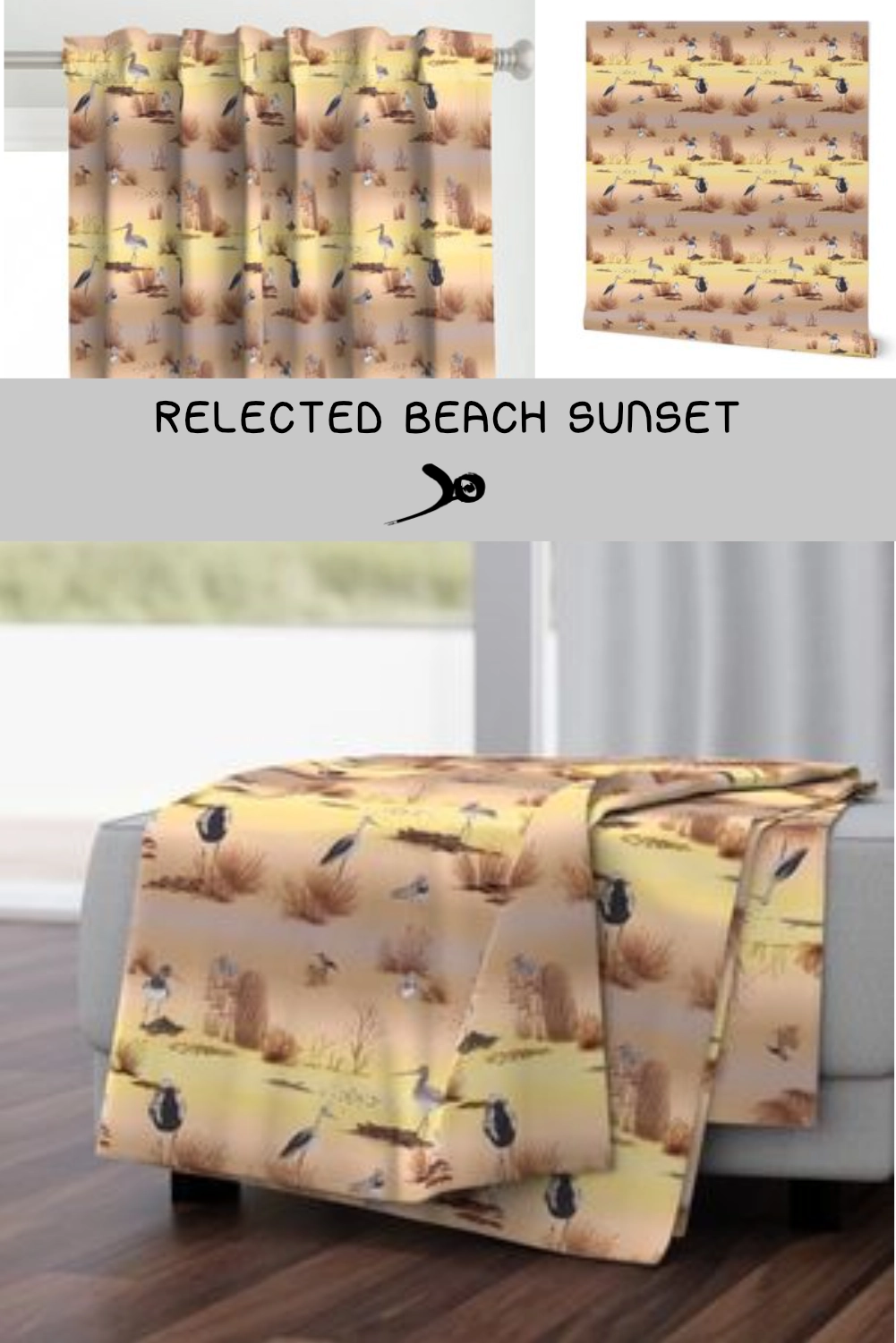 Tissu et déco – Motif Relected beach Sunset
