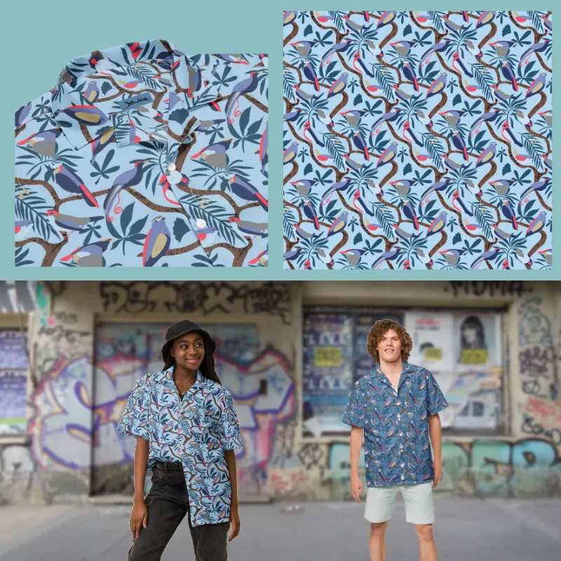 Chemise oversize unisexe motif Free Birds