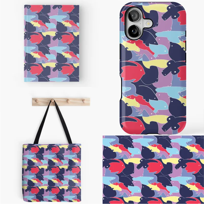 Cahier, carnet et totebag - Motif Fish Tiles