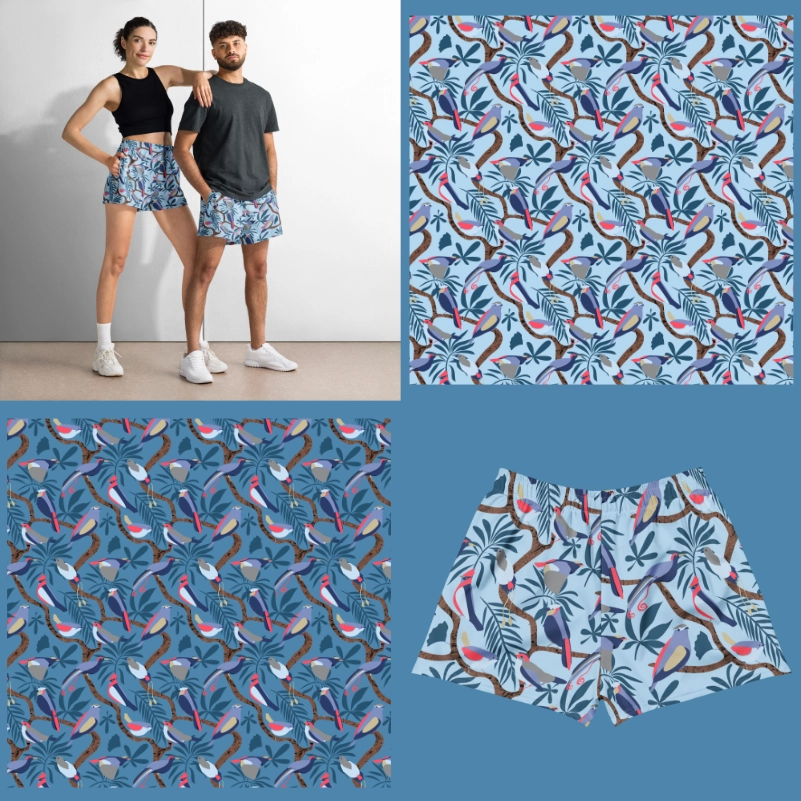 Short sport et natation unisexe | Motif Free Birds