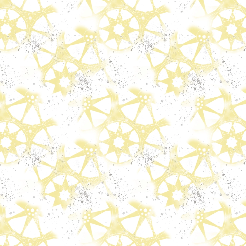 Motif reprendant des motifs des zeliges traditionnels jaune positionnés en nuance avec des éclats gris