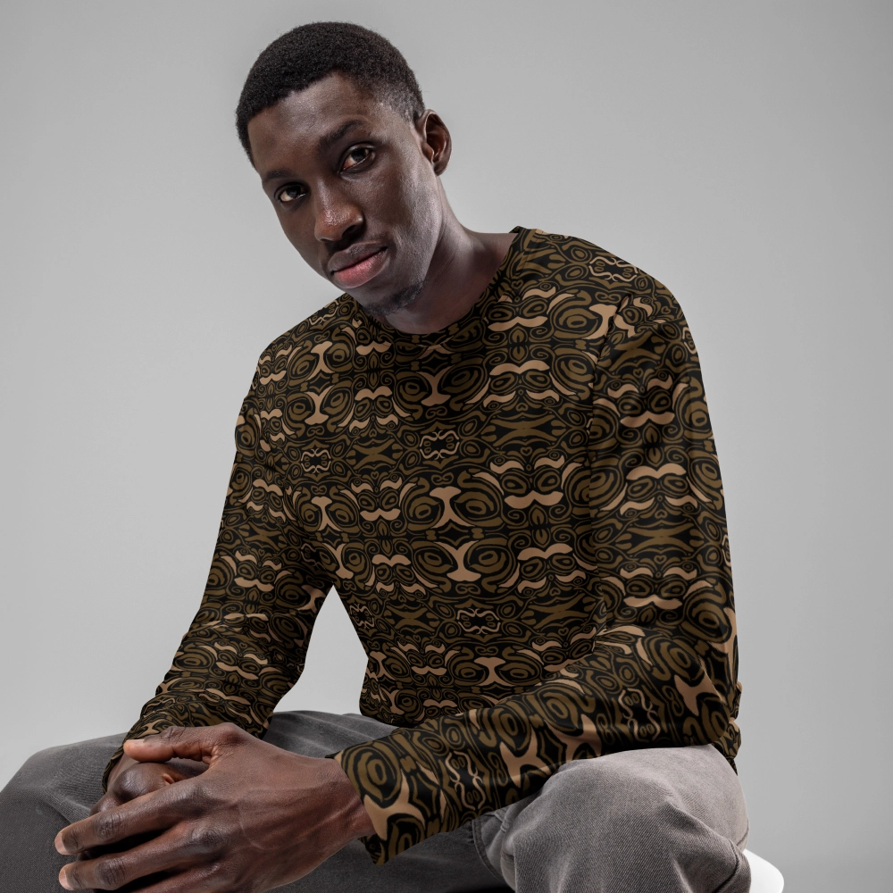 sweat shirt du motif eye of the tiger coloris brown & sand porté par un mannequin