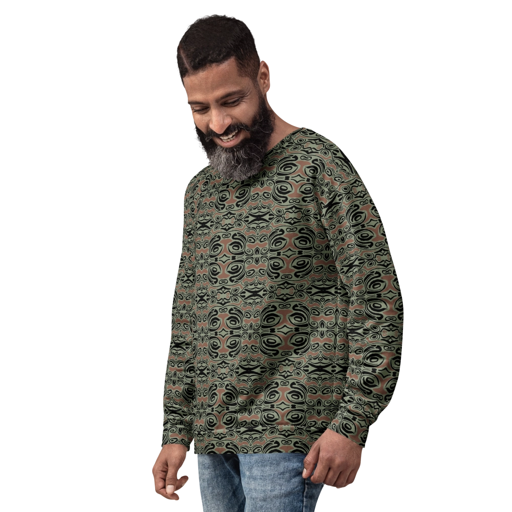 sweat shirt du motif eye of the tiger coloris kaki & brown porté par un manequin