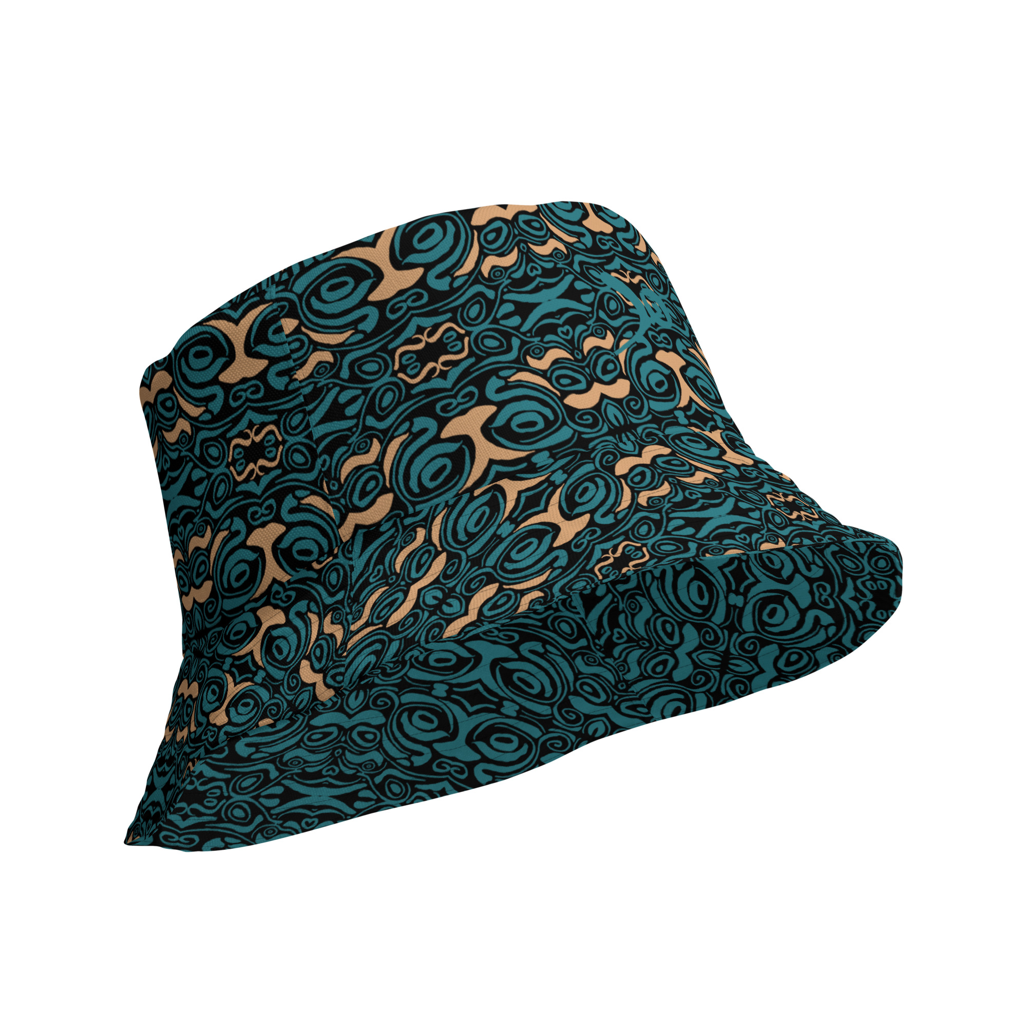 bob reversible du motif eye of the tiger blue teal d'un oté blue teal and sand de l'autre