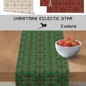 Fiche produit motif eclectic star présenté sur papier peint et déco de table